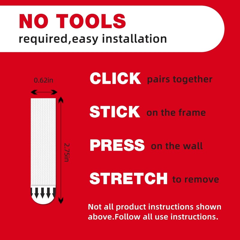 Sinfuo Picture Hanging Removable Hook-and-Loop Strips, 20-Sets Set Damage-Free Picture Hanging Tool Kit Residue-Free Wall Tape, Adhesive Strips, Hook and Loop Tape, Mounting Tape -M - Image 3